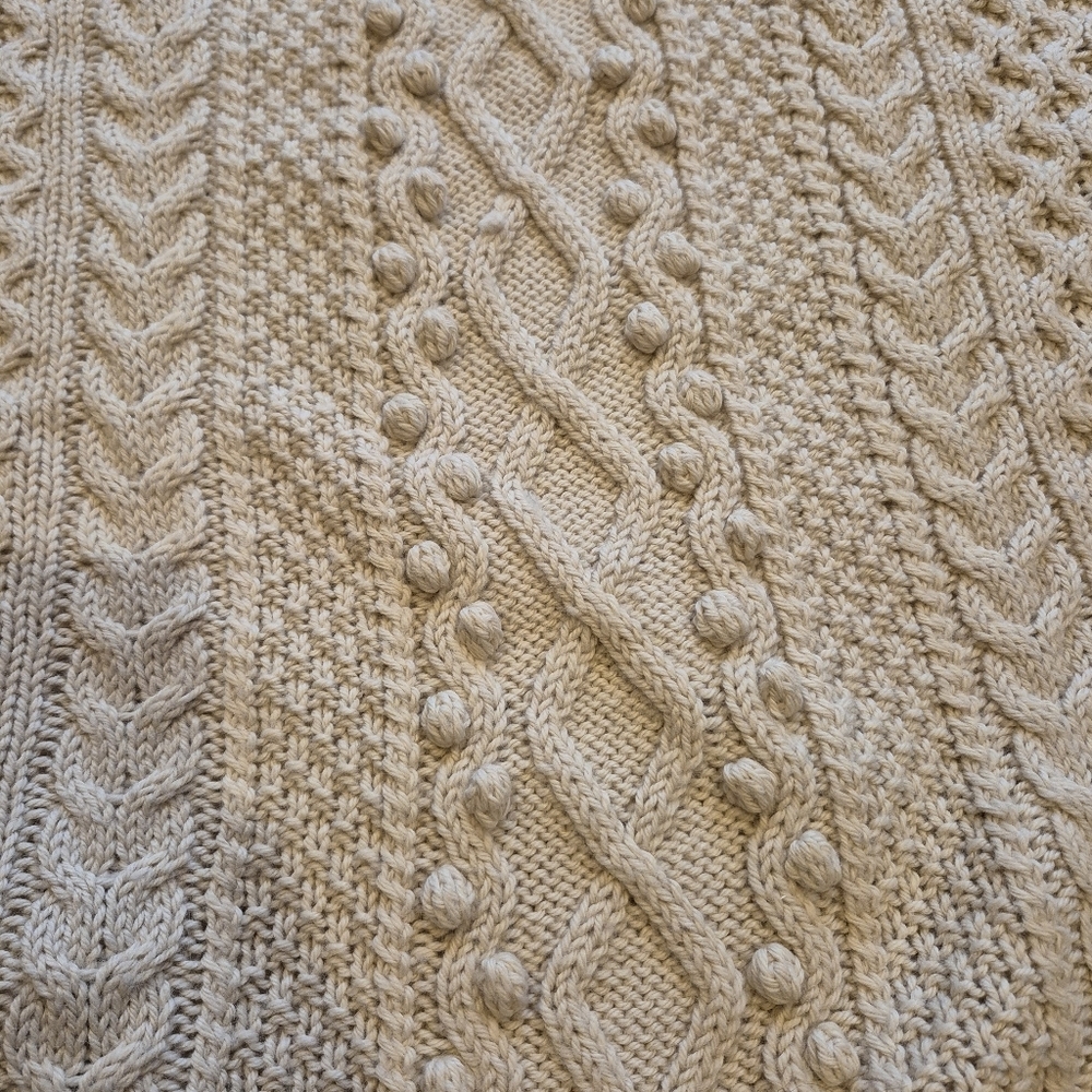 NEXT Cream Wool Blend Cable Knit Bobble Sweater Tunic Dress Large Cottagecore - Picture 6 of 9